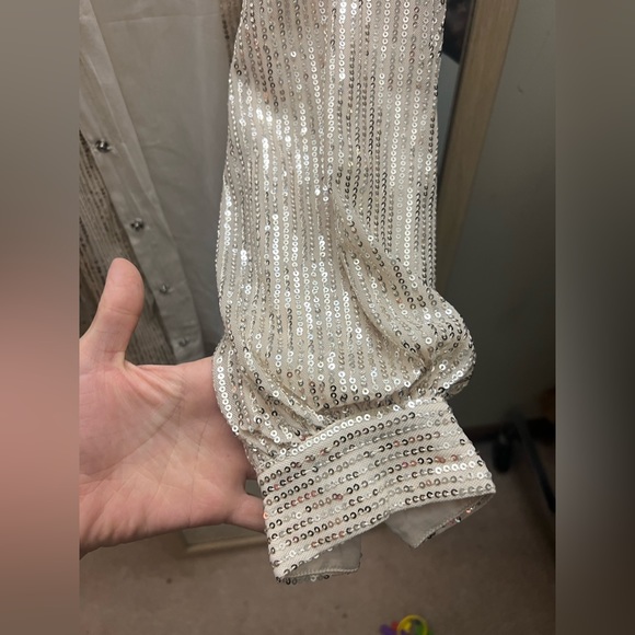 Skylar Cream White Sparkly Dress - Picture 3 of 4